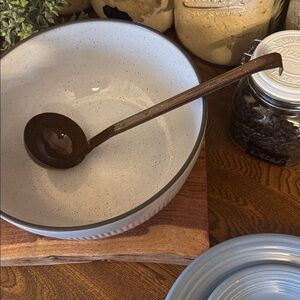 Vintage Enamelware Brown Serving Ladle Rustic Farmhouse Primitive